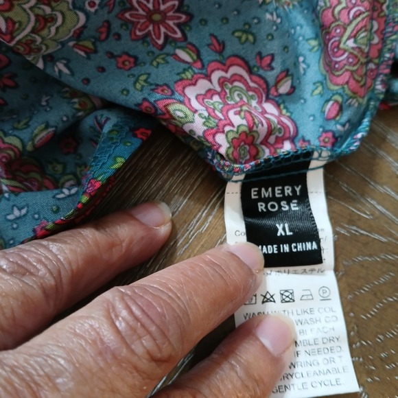 Emery Rose Slip Dress Blue Paisley Sz Xl Polyester  Spaghetti Straps - Picture 4 of 8